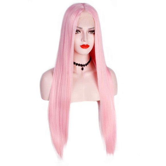 Lace Front Pink Straight Synthetic Hair Wig 30\